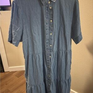 Blue Button-Up Denim Dress